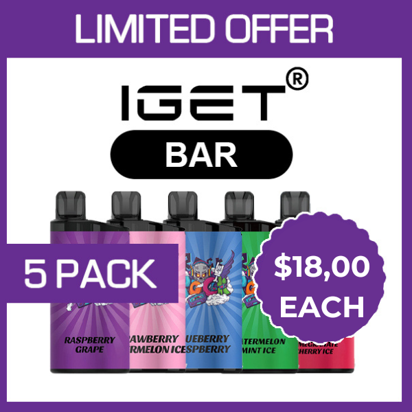 1 - PROMOTION PACK 🔥 IGET BAR – 3500 PUFFS – 5 PACK 🔥